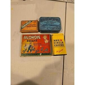 Vintage Assorted Multicolor Collectible Metal Tin Lot Of 4